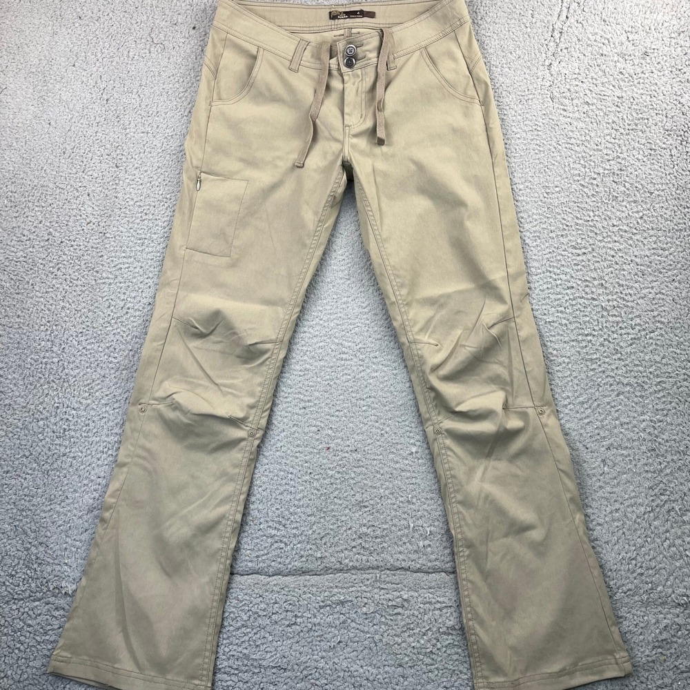 Prana Pants Womens 4 Tan Hiking Outdoor Jogger Stretch Regular Inseam Nylon
